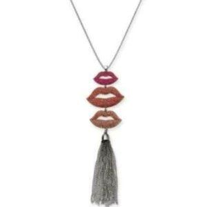 Thalia Sodi Silver Tone Pink Lips Pendant Necklace